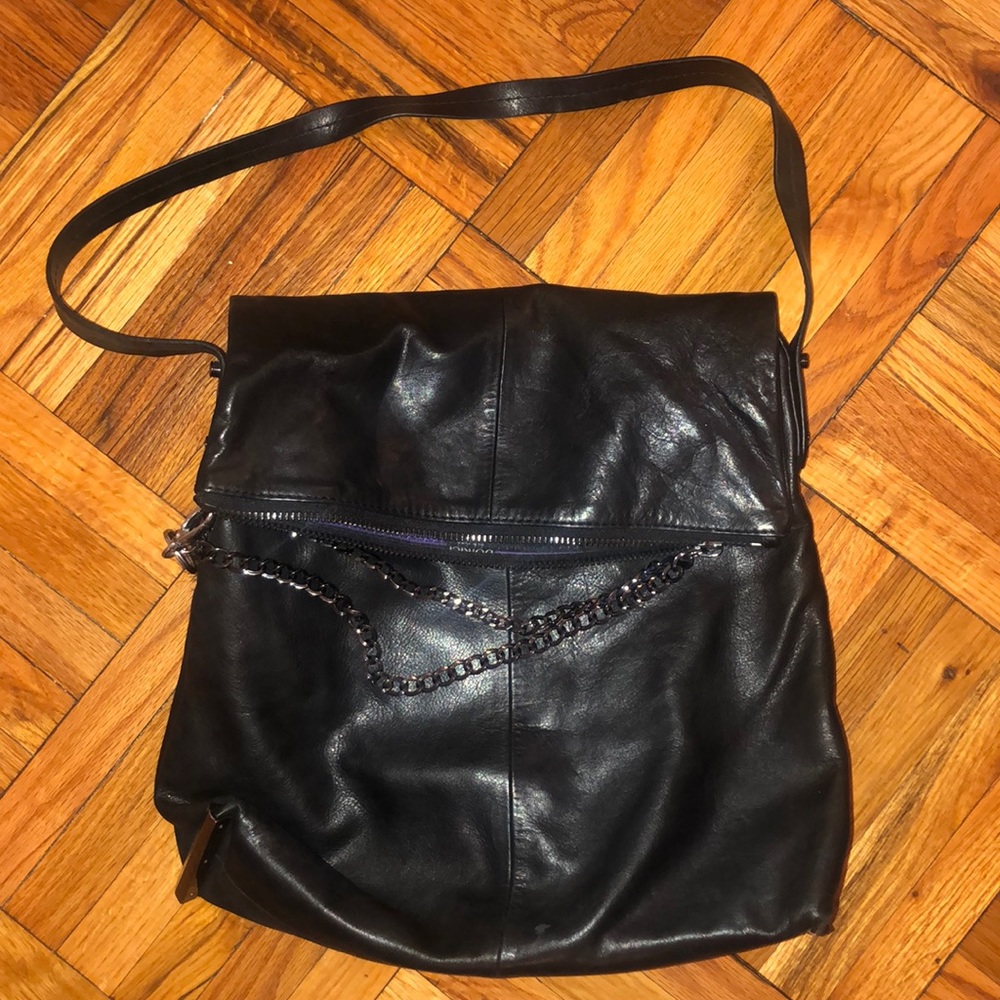 Botkier black leather purse with metal chain